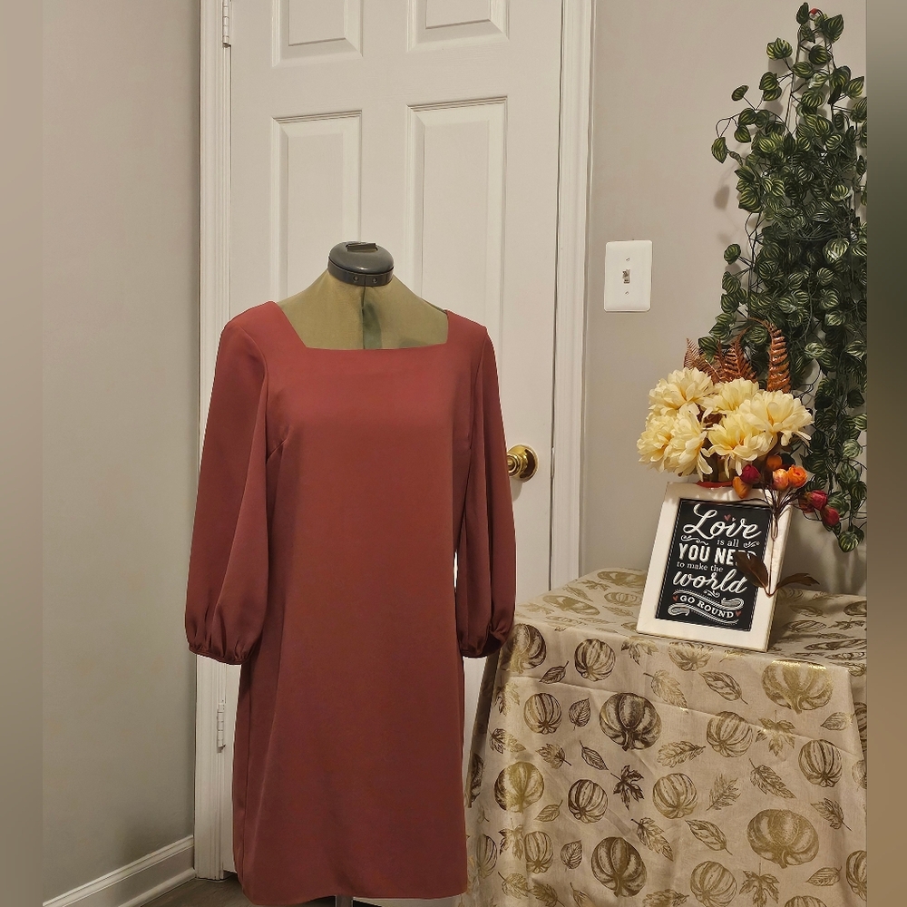 AMANDA UPRICHARD, Burn Orange Mini Dress 3/4 Sleeves Sz M